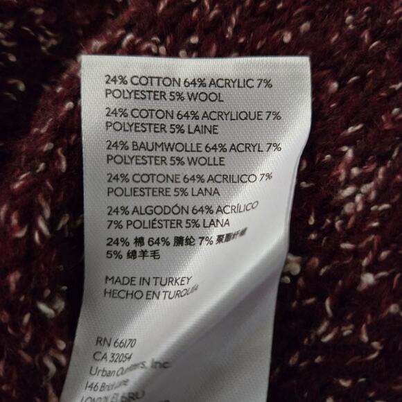 Anthropologie Wool Blend Knit Maxi Turtleneck Tank Sweater Tunic Size S Burgundy - Picture 12 of 13